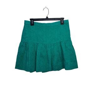 J. Crew Emerald Jacquard Matelassé Drop Waist Skirt